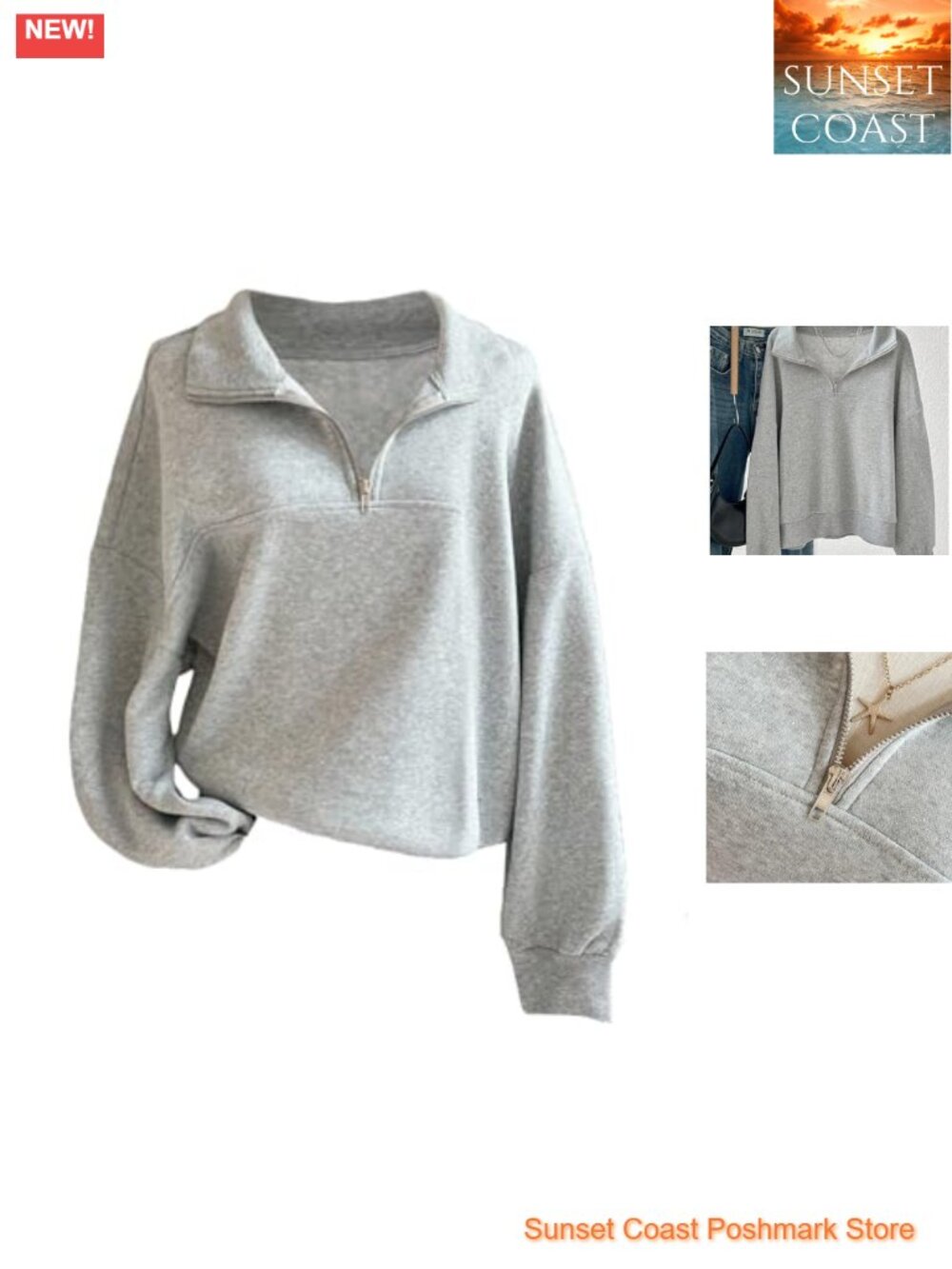 Quarter Zip Pullover Mock Neck Women's Sweatshirt Long Sleeve Casual Top